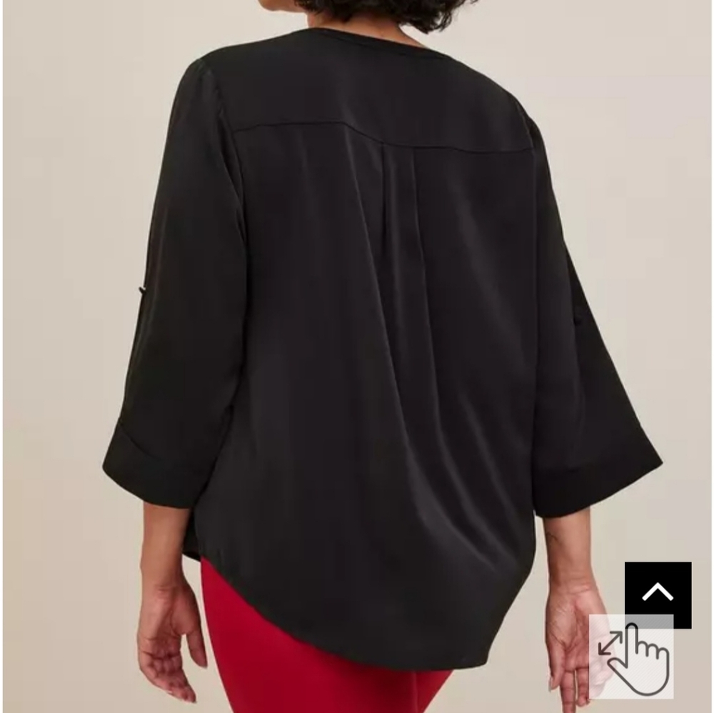 Torrid 1 Harper Studio Crepe de Chine Pullover 3/4 Sleeve Blouse - Picture 3 of 7